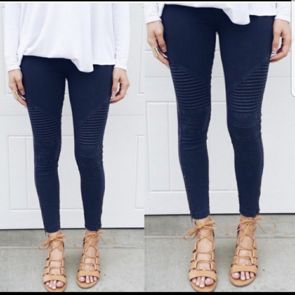 LAST!Charcoal moto leggings with ankle zipper - Picture 6 of 8